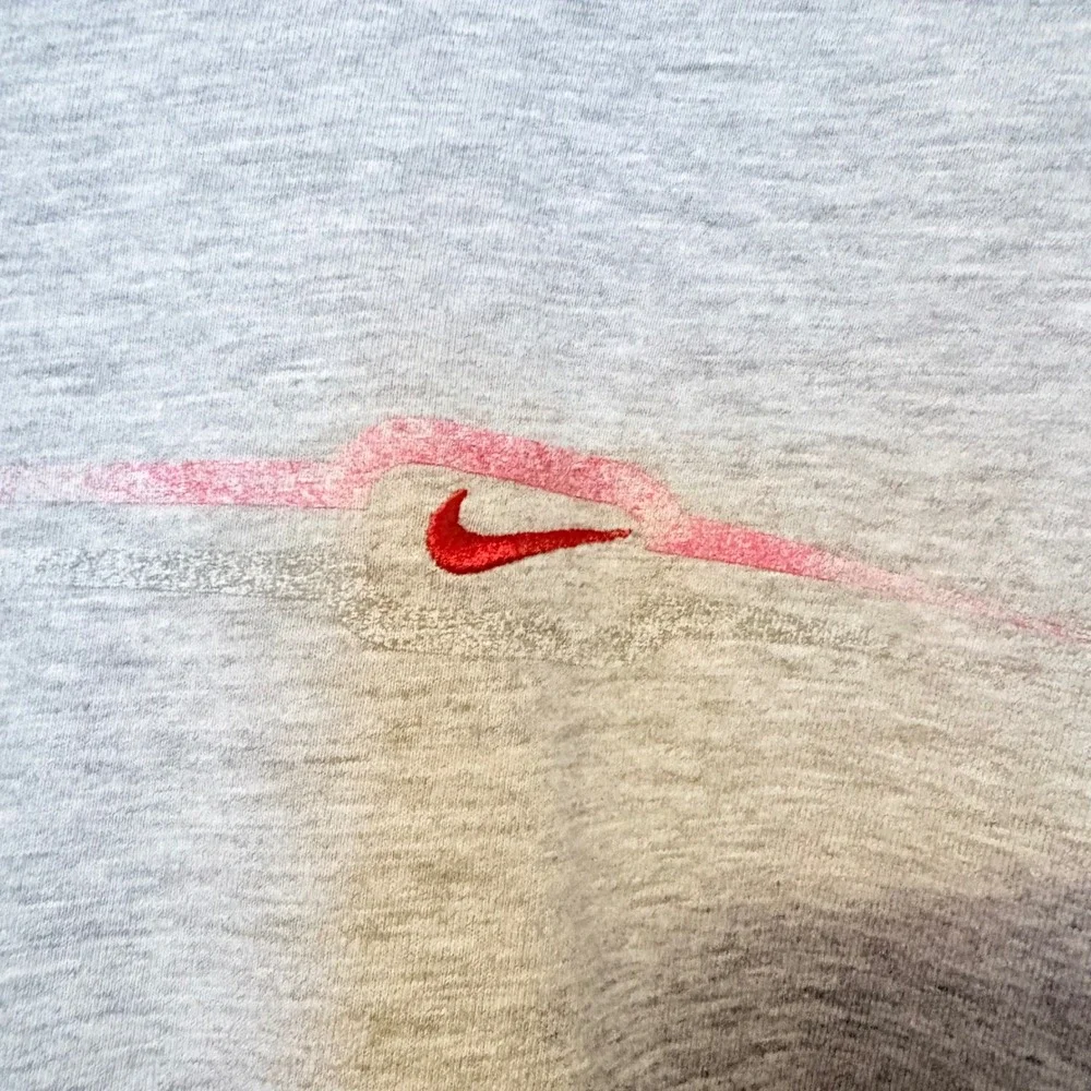 Nike Nike Y2K 90s Mens T Shirt Red Mini Swoosh Heather Gray Short Sleeve Tee XXL